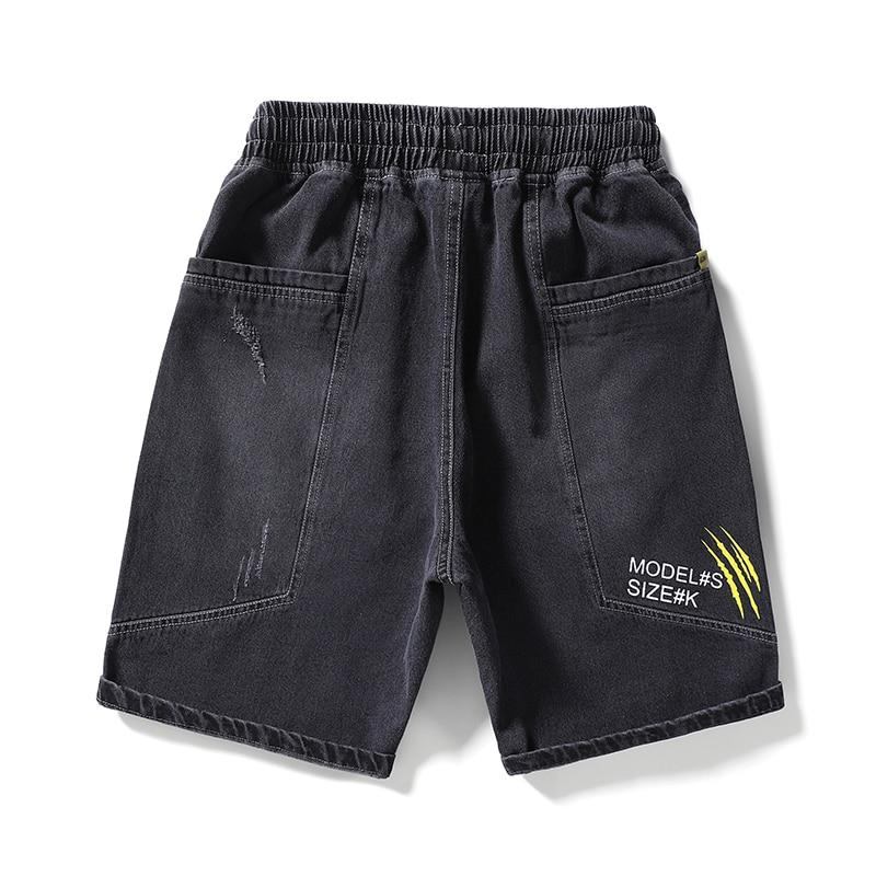 Shorts Herre Mid-talje Vaskede Lige Denimshorts