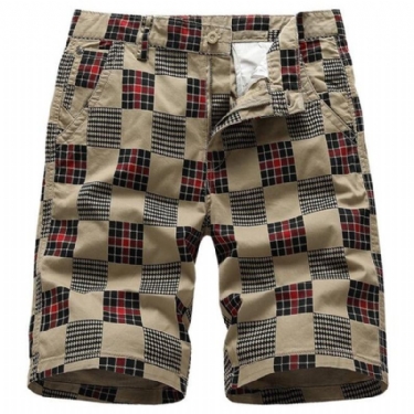 Shorts Herre Summer Bermuda Lige Plaid Lynlåskort