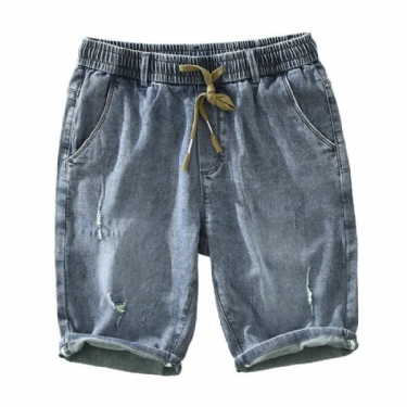 Shorts Herre Tynd Trend Elastisk Talje Slips Lige Denim Kort