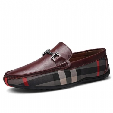 Loafers Mokasiner Herre Plaid Design Læder Mokkasiner