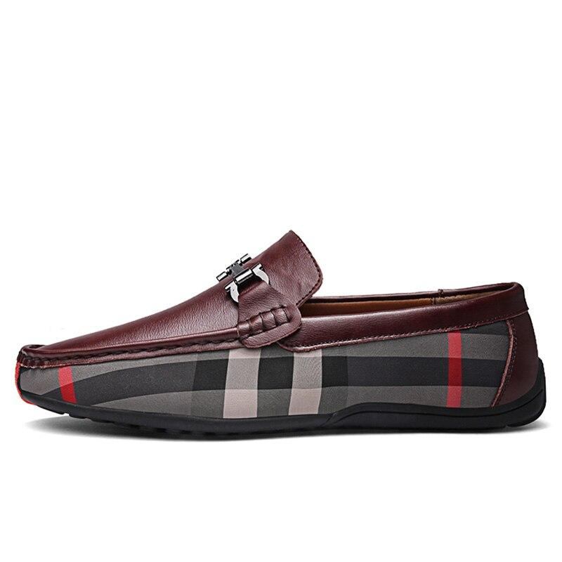 Loafers Mokasiner Herre Plaid Design Læder Mokkasiner