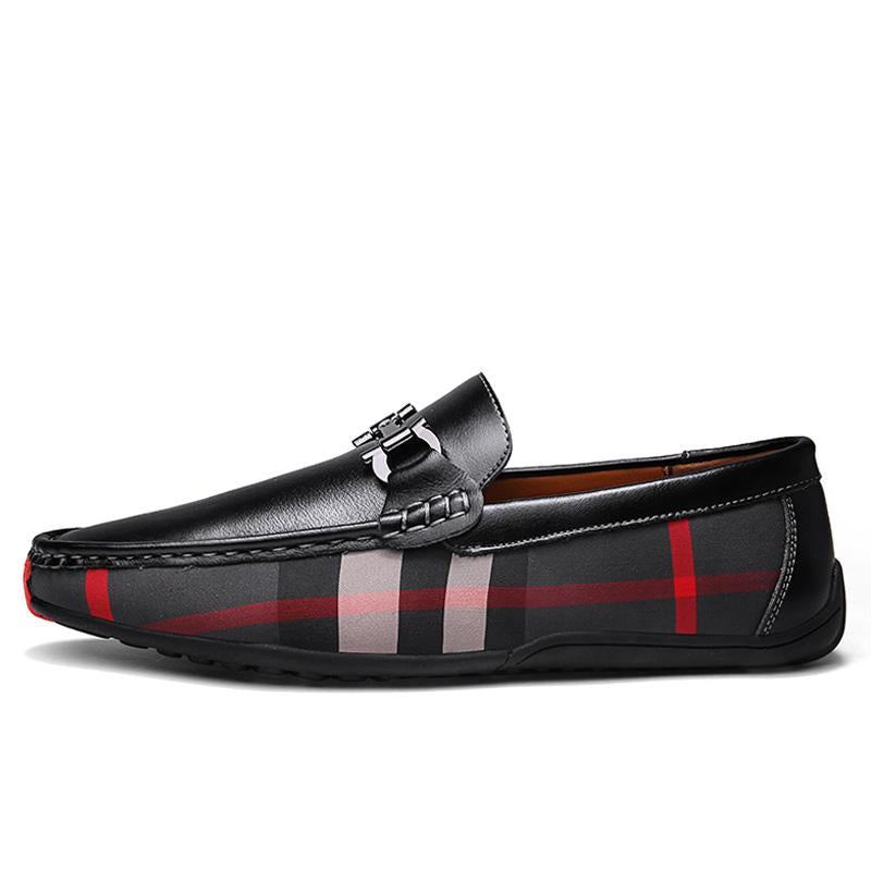 Loafers Mokasiner Herre Plaid Design Læder Mokkasiner