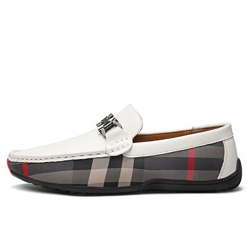 Loafers Mokasiner Herre Plaid Design Læder Mokkasiner