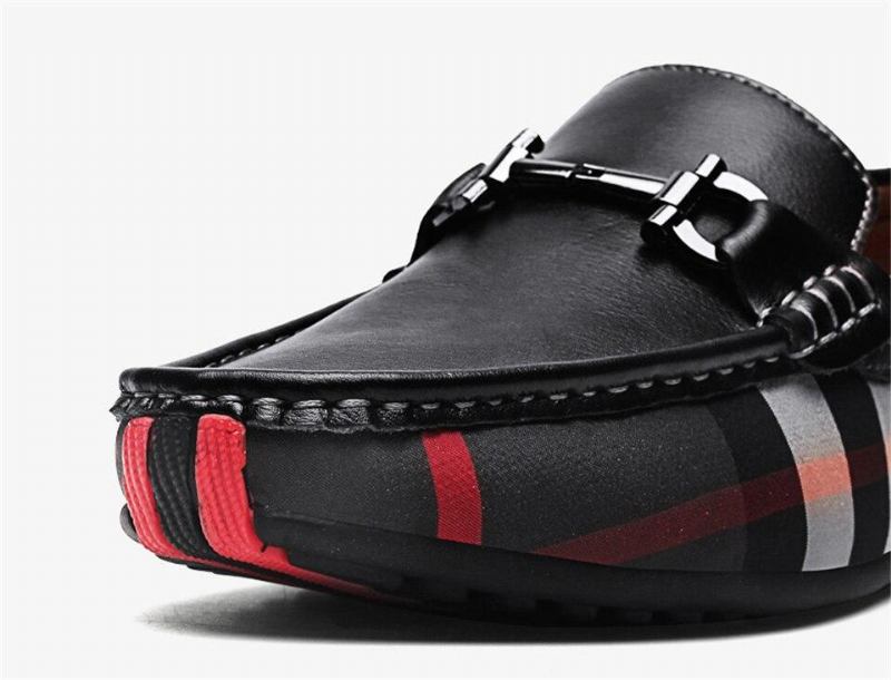 Loafers Mokasiner Herre Plaid Design Læder Mokkasiner