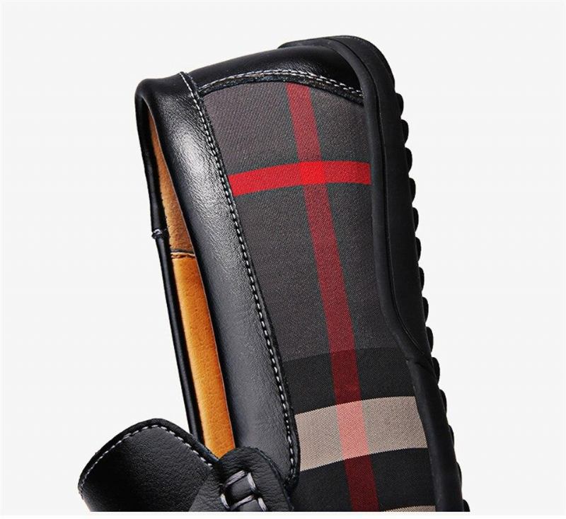 Loafers Mokasiner Herre Plaid Design Læder Mokkasiner