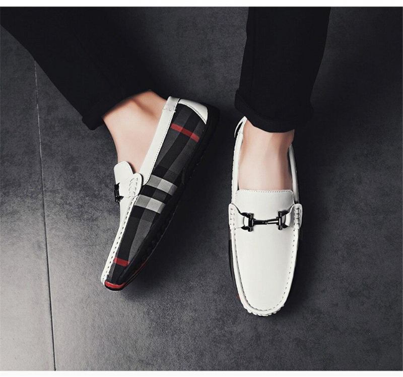 Loafers Mokasiner Herre Plaid Design Læder Mokkasiner