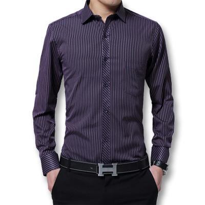 Herre Kjole Skjorter Fashion Slim Fitted Turn Down Dress Shirt