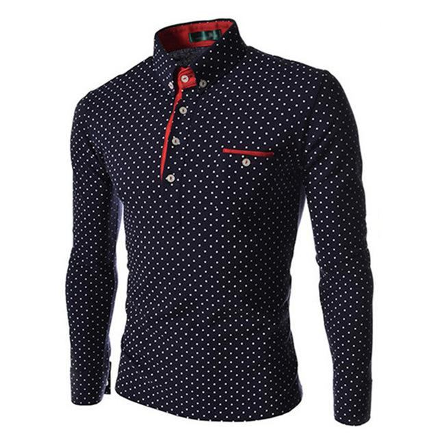 Herre Kjole Skjorter Polka Dot Skjortekrave Slim Fit Dress Shirt