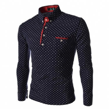 Herre Kjole Skjorter Polka Dot Skjortekrave Slim Fit Dress Shirt