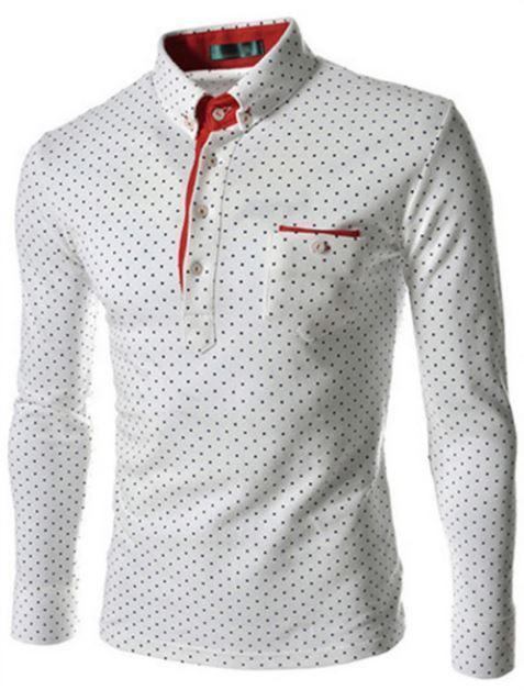 Herre Kjole Skjorter Polka Dot Skjortekrave Slim Fit Dress Shirt