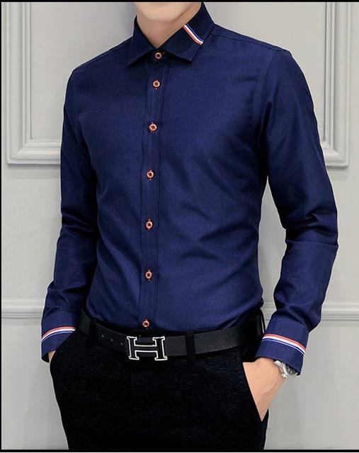 Kjole Skjorter Herre Designer Bomuld Slim Fit Dress Shirt