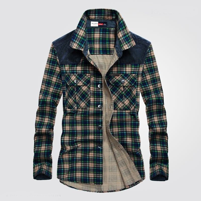 Kjole Skjorter Herre Plaid Flannel Luksus Kjole Skjorte