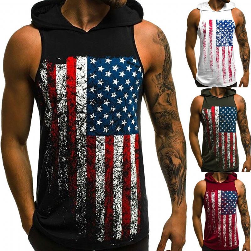 Herre Skjorter Americana Tanktop Med Hætte