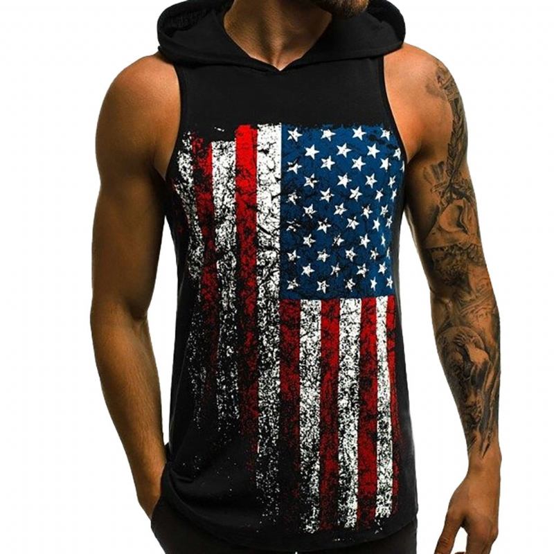 Herre Skjorter Americana Tanktop Med Hætte