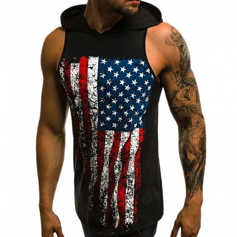 Herre Skjorter Americana Tanktop Med Hætte