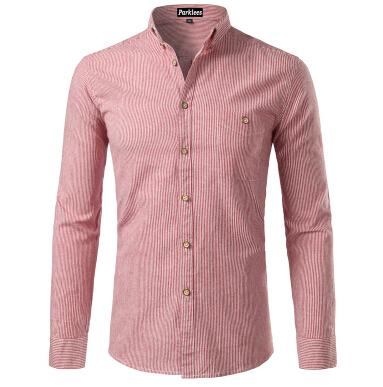 Herre Skjorter Bomuld Casual Button Down Stribet Skjorte