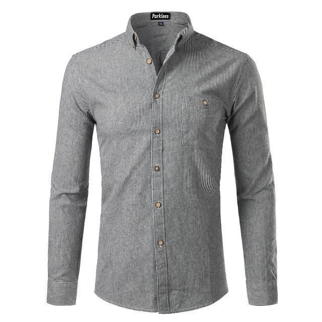 Herre Skjorter Bomuld Casual Button Down Stribet Skjorte