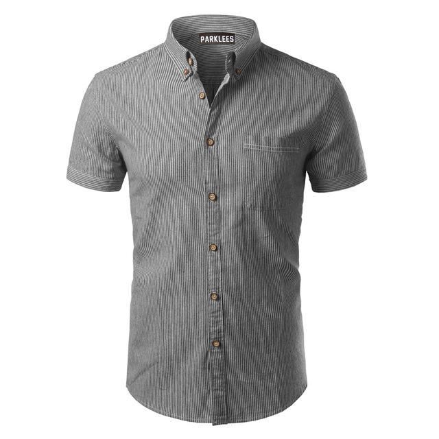 Herre Skjorter Bomuld Casual Button Down Stribet Skjorte