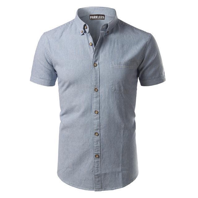 Herre Skjorter Bomuld Casual Button Down Stribet Skjorte