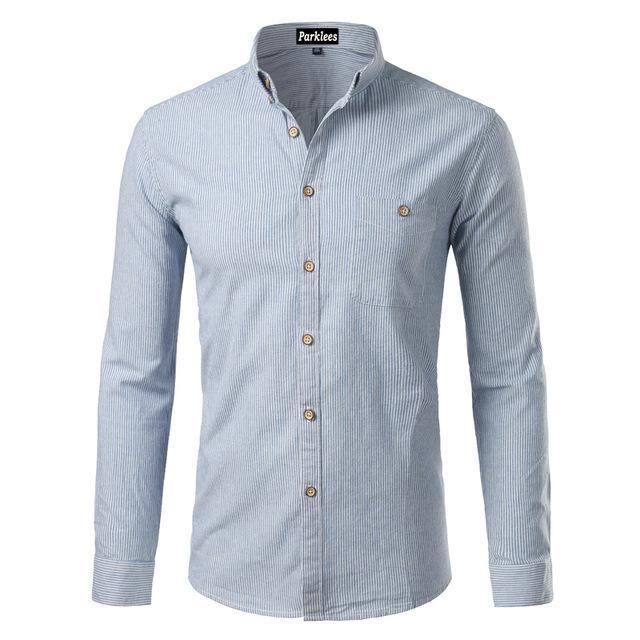 Herre Skjorter Bomuld Casual Button Down Stribet Skjorte