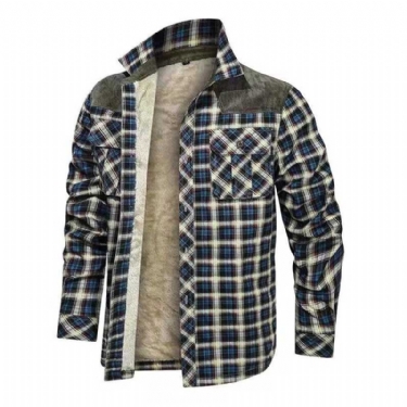 Herre Skjorter Designer Vinter Fleece Skovhugger Plaid Skjorte