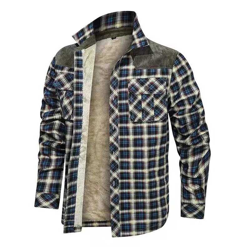 Herre Skjorter Designer Vinter Fleece Skovhugger Plaid Skjorte