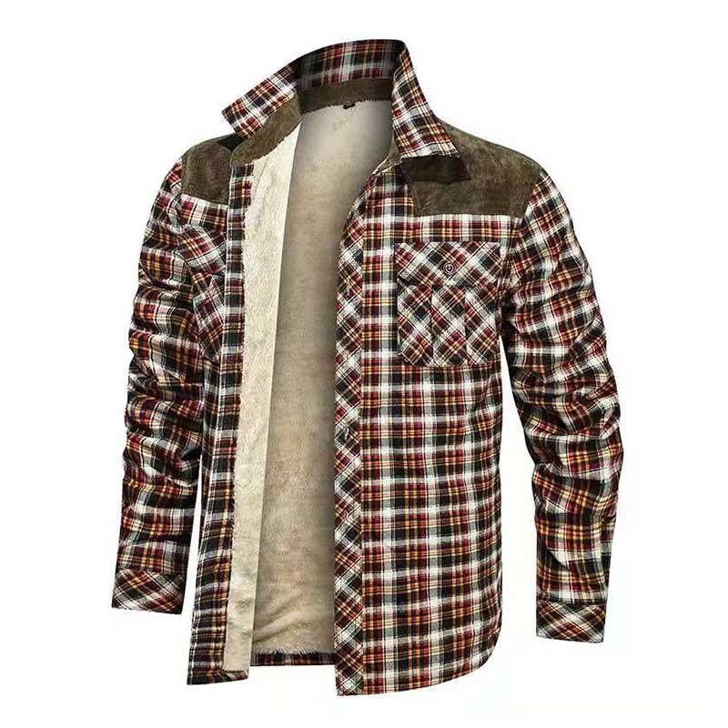 Herre Skjorter Designer Vinter Fleece Skovhugger Plaid Skjorte