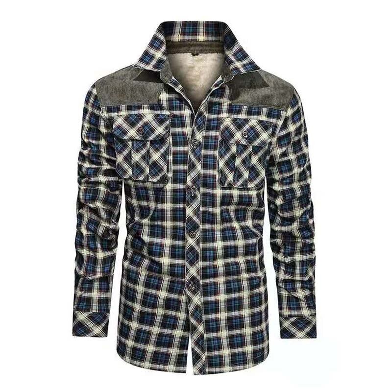 Herre Skjorter Designer Vinter Fleece Skovhugger Plaid Skjorte