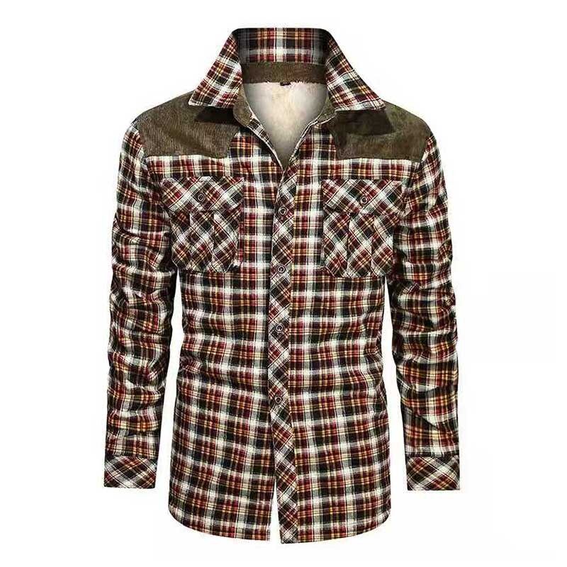 Herre Skjorter Designer Vinter Fleece Skovhugger Plaid Skjorte