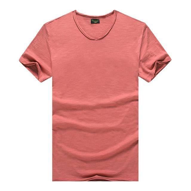 Herre Skjorter V-hals Slim Fit T-shirt I Ren Bomuld