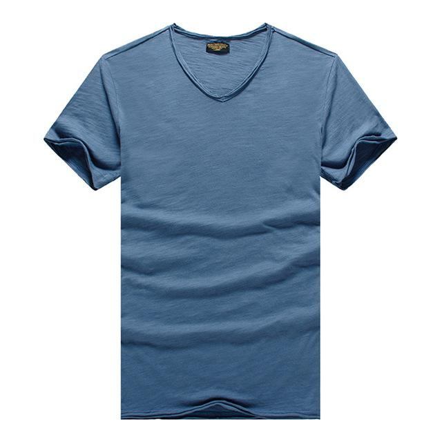 Herre Skjorter V-hals Slim Fit T-shirt I Ren Bomuld