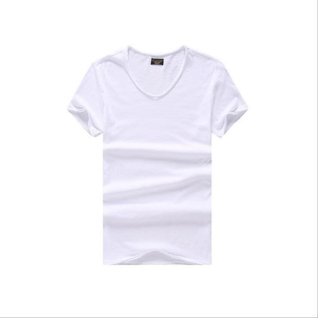 Herre Skjorter V-hals Slim Fit T-shirt I Ren Bomuld