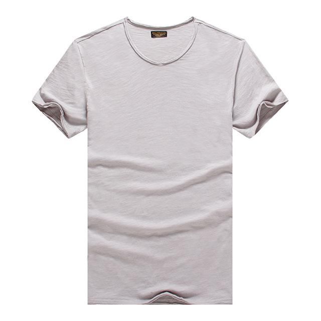 Herre Skjorter V-hals Slim Fit T-shirt I Ren Bomuld