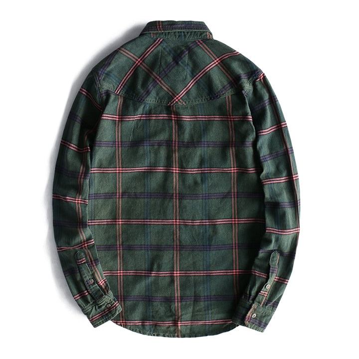 Skjorter Herre Plaid Washed Distressed Lapel Alsidig Skjorte