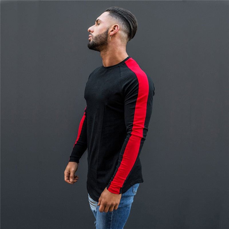 Skjorter Herre Side Stripe Muscle Hem T-shirt