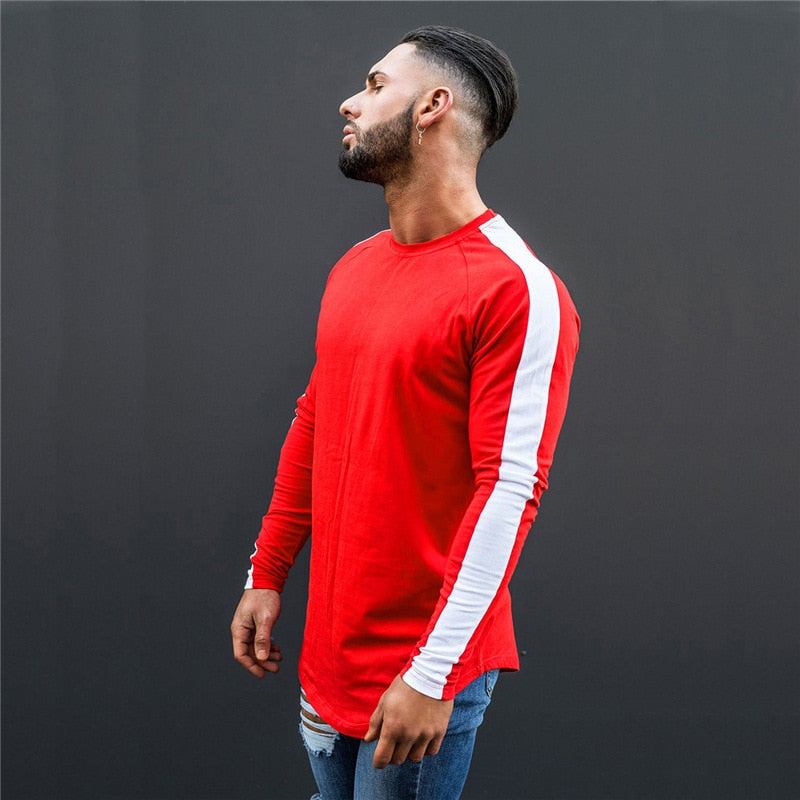 Skjorter Herre Side Stripe Muscle Hem T-shirt