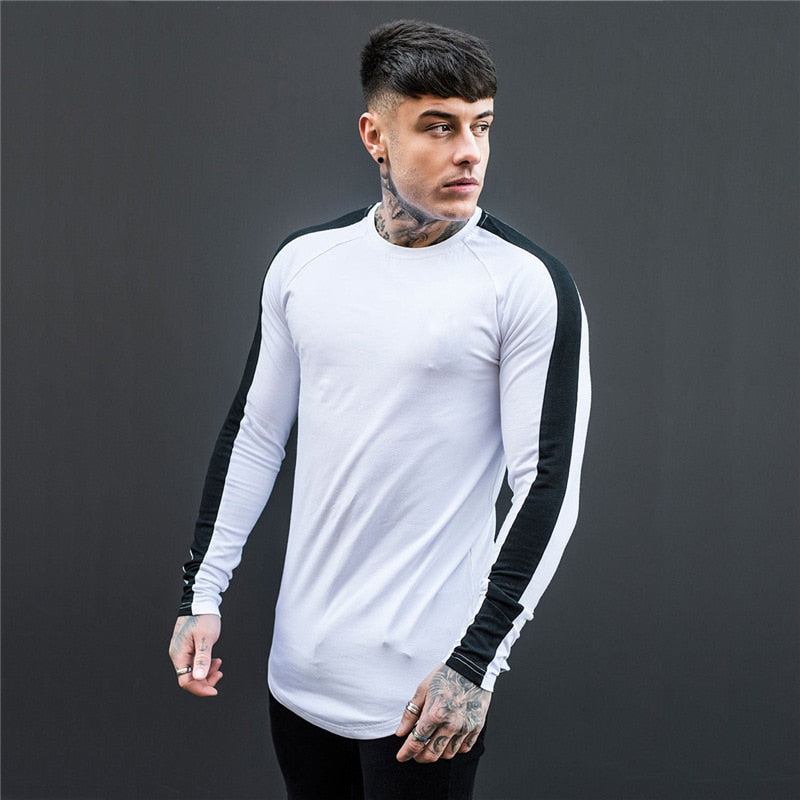 Skjorter Herre Side Stripe Muscle Hem T-shirt