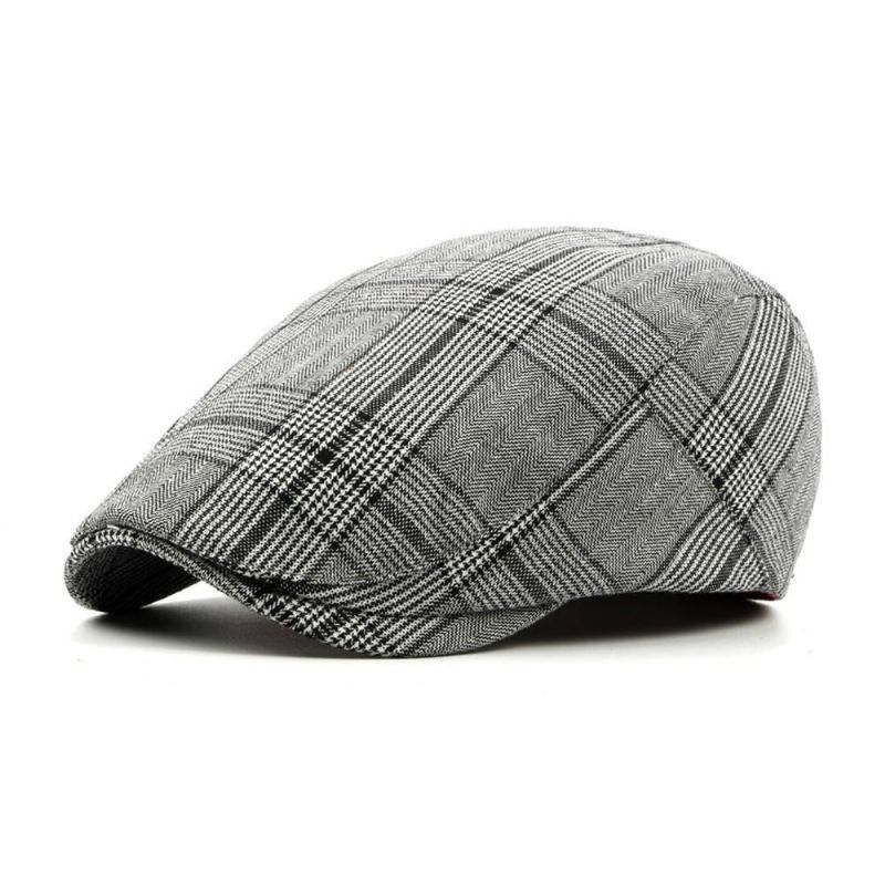 Hatte Herre Bomuldsblanding Plaid Newsboy Cap