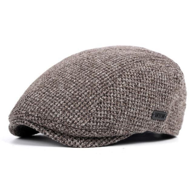 Herre Hatte Strikket Blød Vinter Newsboy Cap