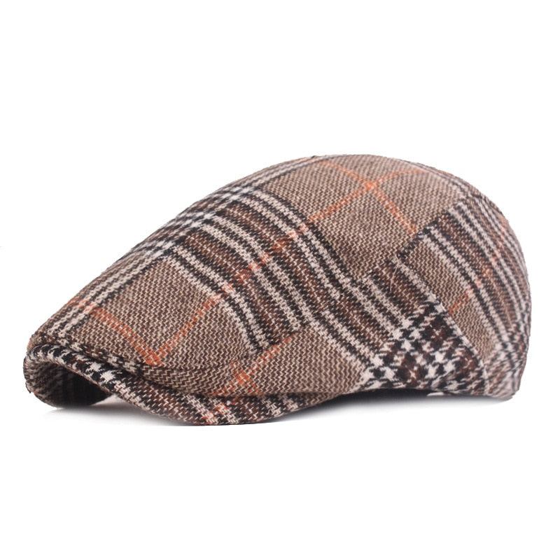 Herre Hatte Strikket Uld Plaid Baret